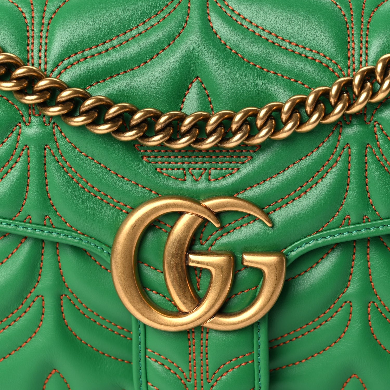 Gucci X Adidas Calfskin Matelasse Small GG Marmont Shoulder Bag Green 7 of 9