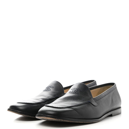 Chanel Lambskin CC Loafers 39.5 Navy 3 of 11