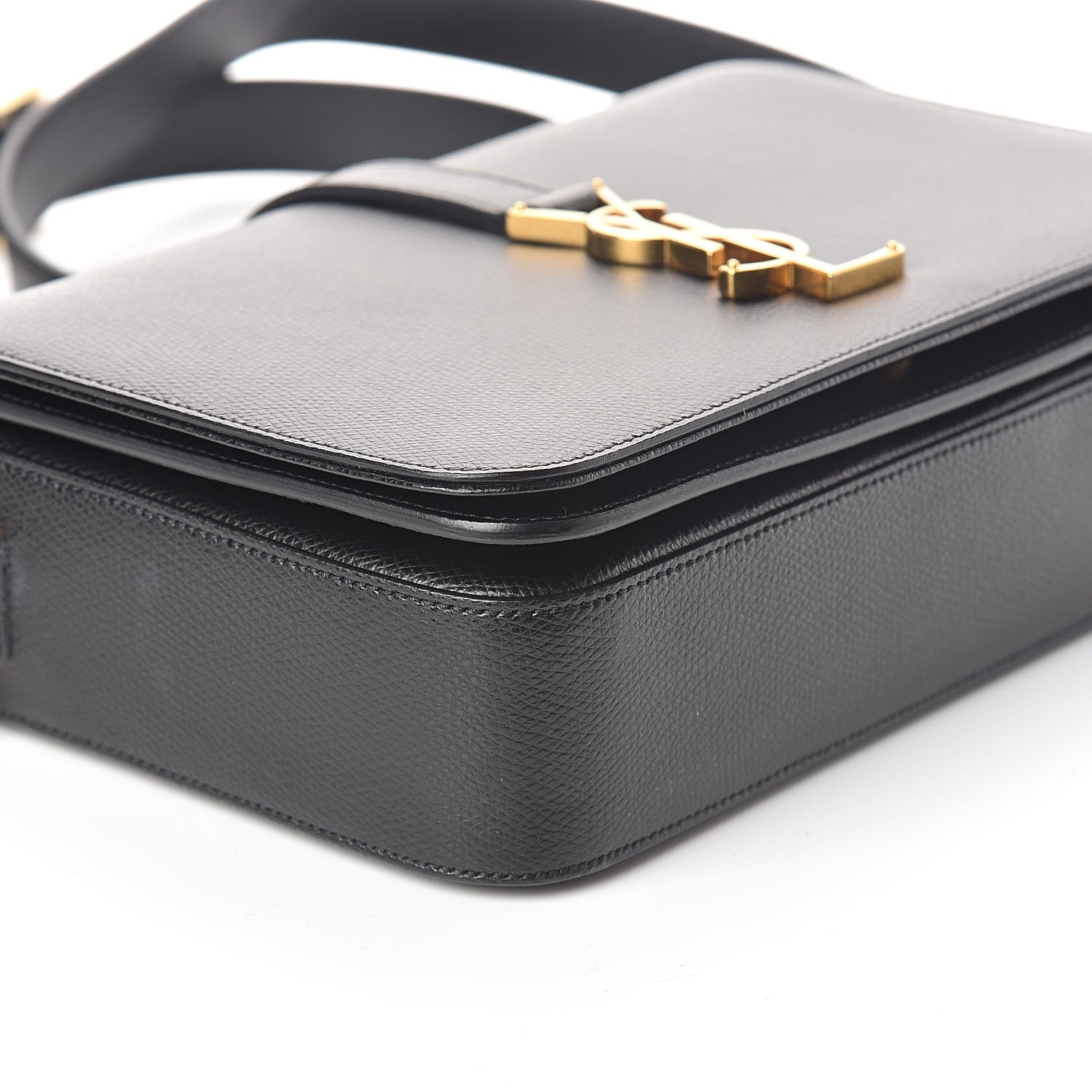 Saint Laurent Textured Calfskin Medium Classic Monogram Universite Bag Black 8 of 9