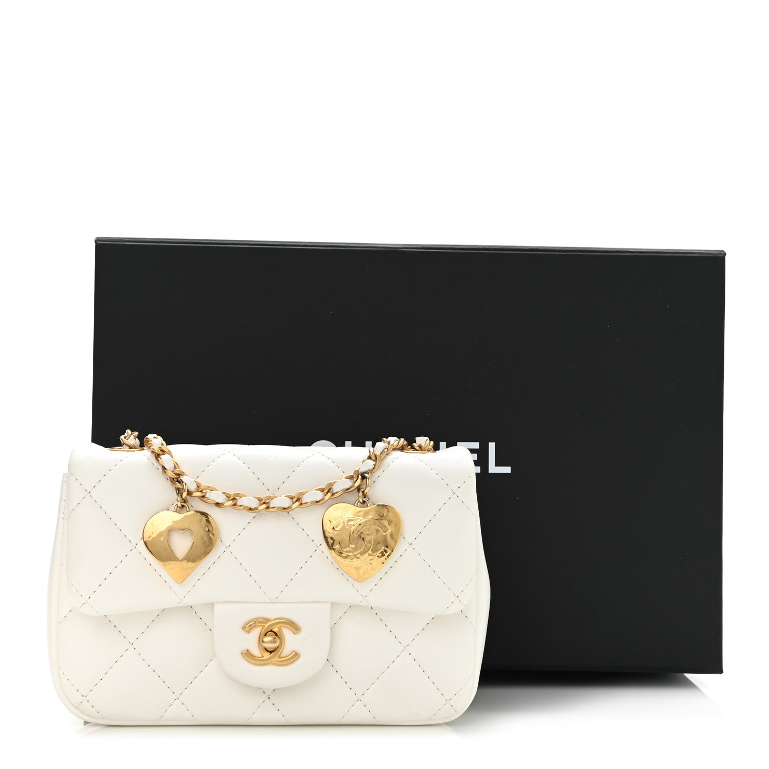 Chanel Lambskin Quilted Mini Heart Charms Flap White 13 of 13