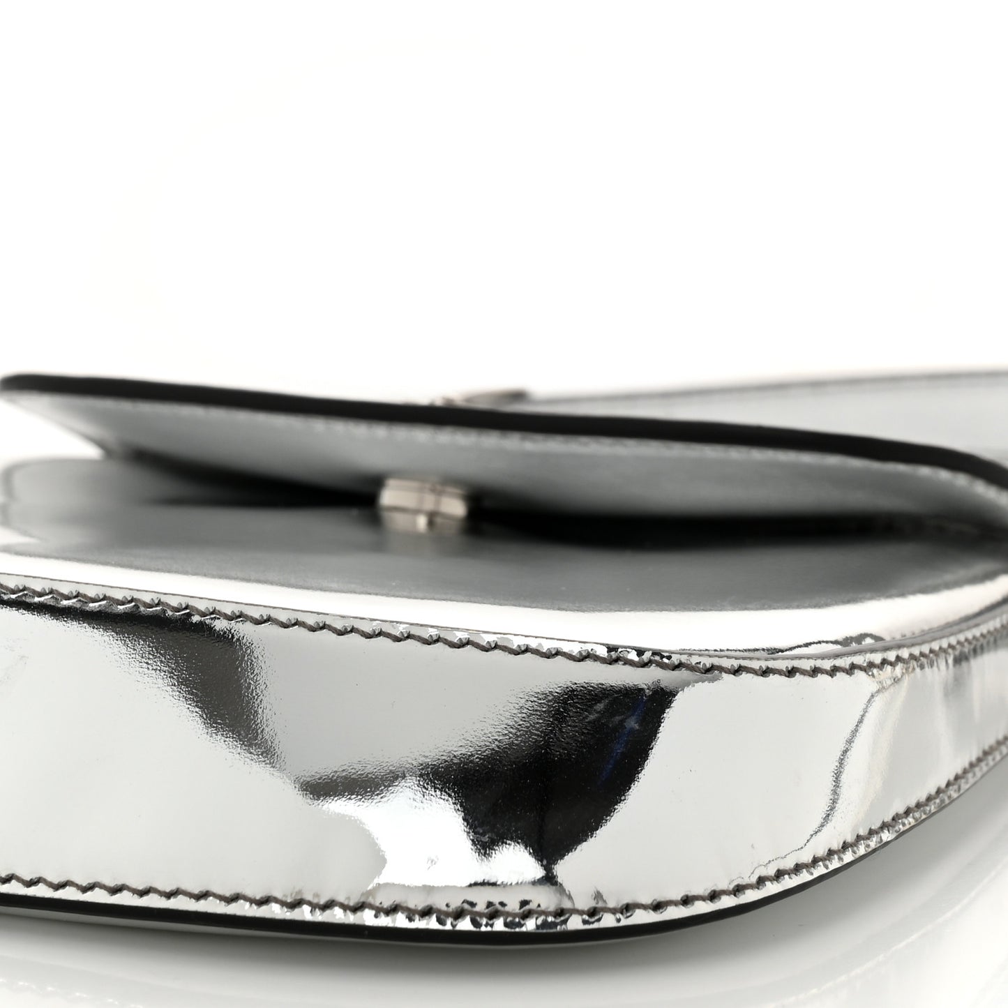 Spazzolato Mini Cleo Flap Adjustable Strap Shoulder Bag Argento