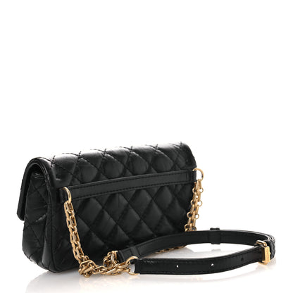 Chanel Aged Calfskin Quilted 2.55 Reissue Flap Belt Bag Clutch Black 3 of 11