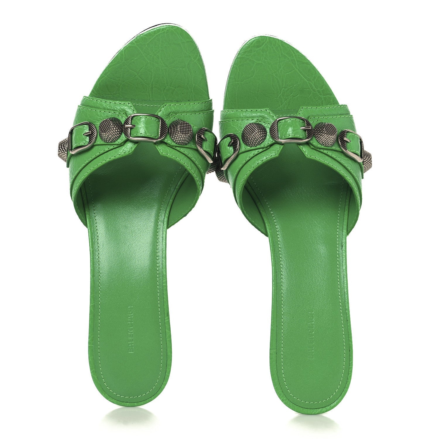 Balenciaga Agneau Arena Cagole 50mm Slide Sandals 36.5 Vivd Green 2 of 7