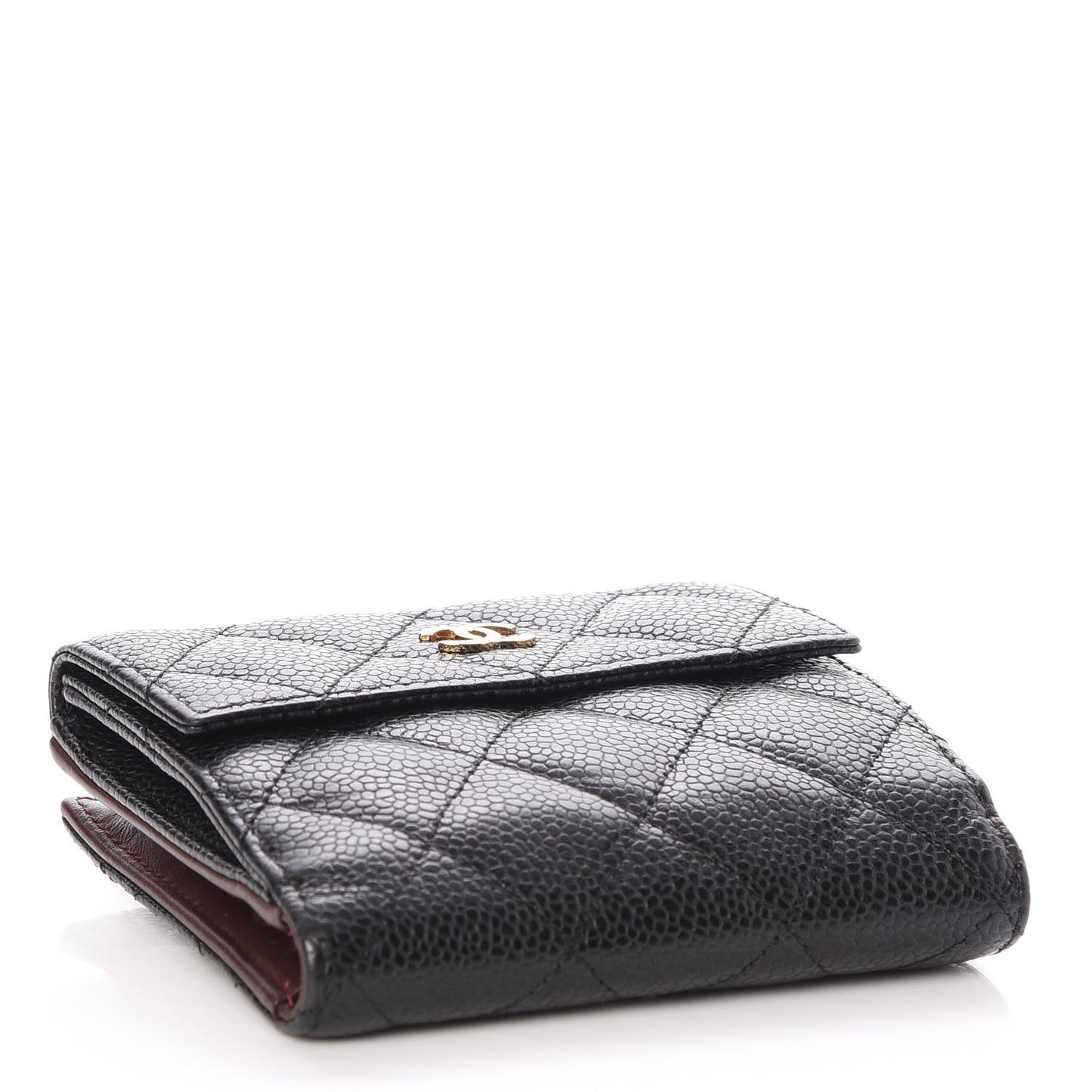Caviar Quilted Compact French Flap Wallet
