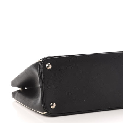 Prada Saffiano Mini Galleria Double Zip Tote Black Talco 8 of 12