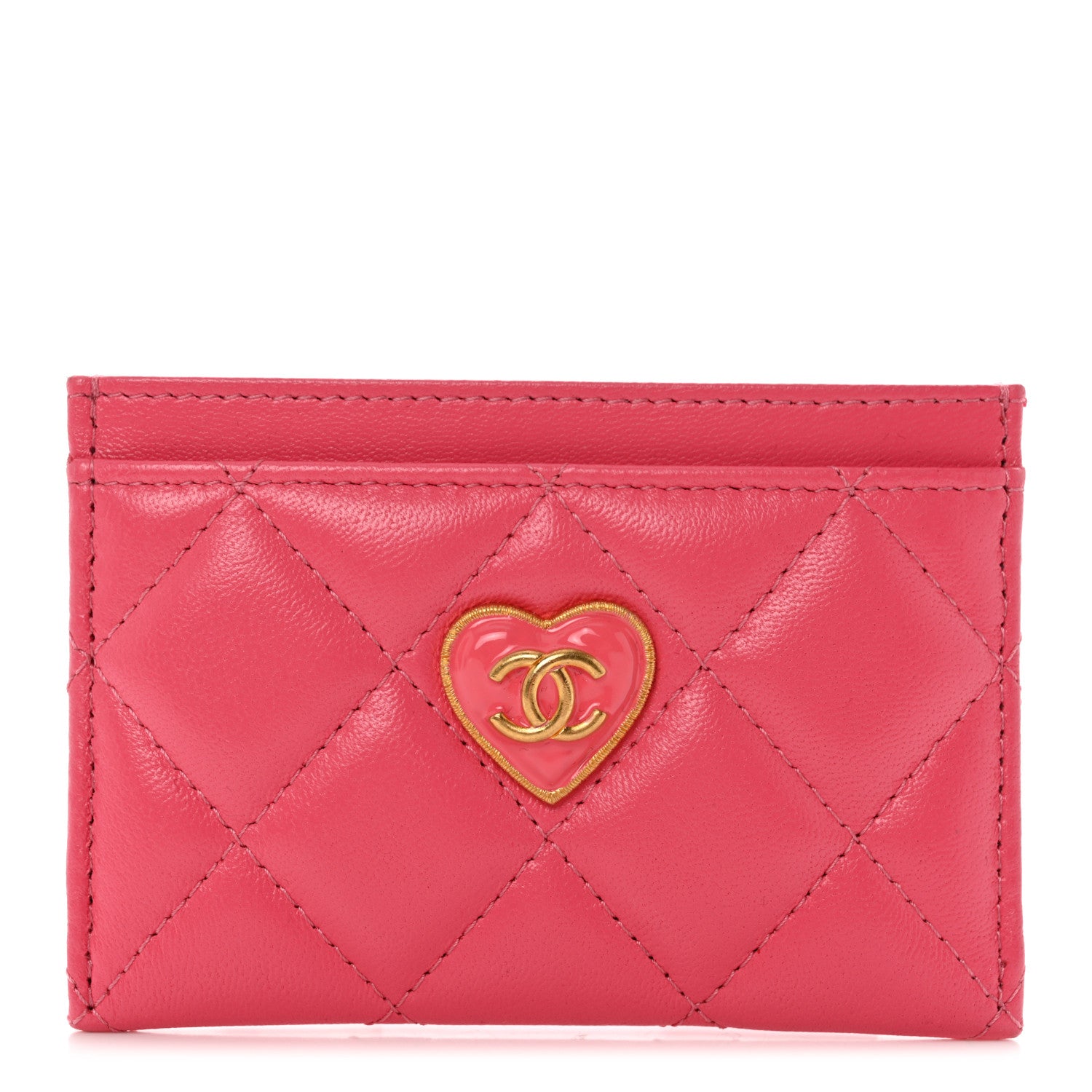 Chanel Lambskin Plexiglass Quilted Coco Love Card Holder Pink 1 of 8