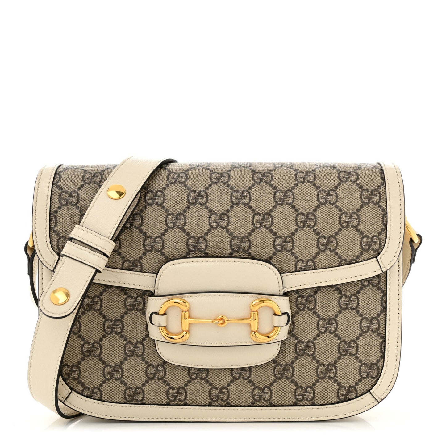 GG Supreme Monogram Horsebit 1955 Shoulder Bag Beige Mystic White