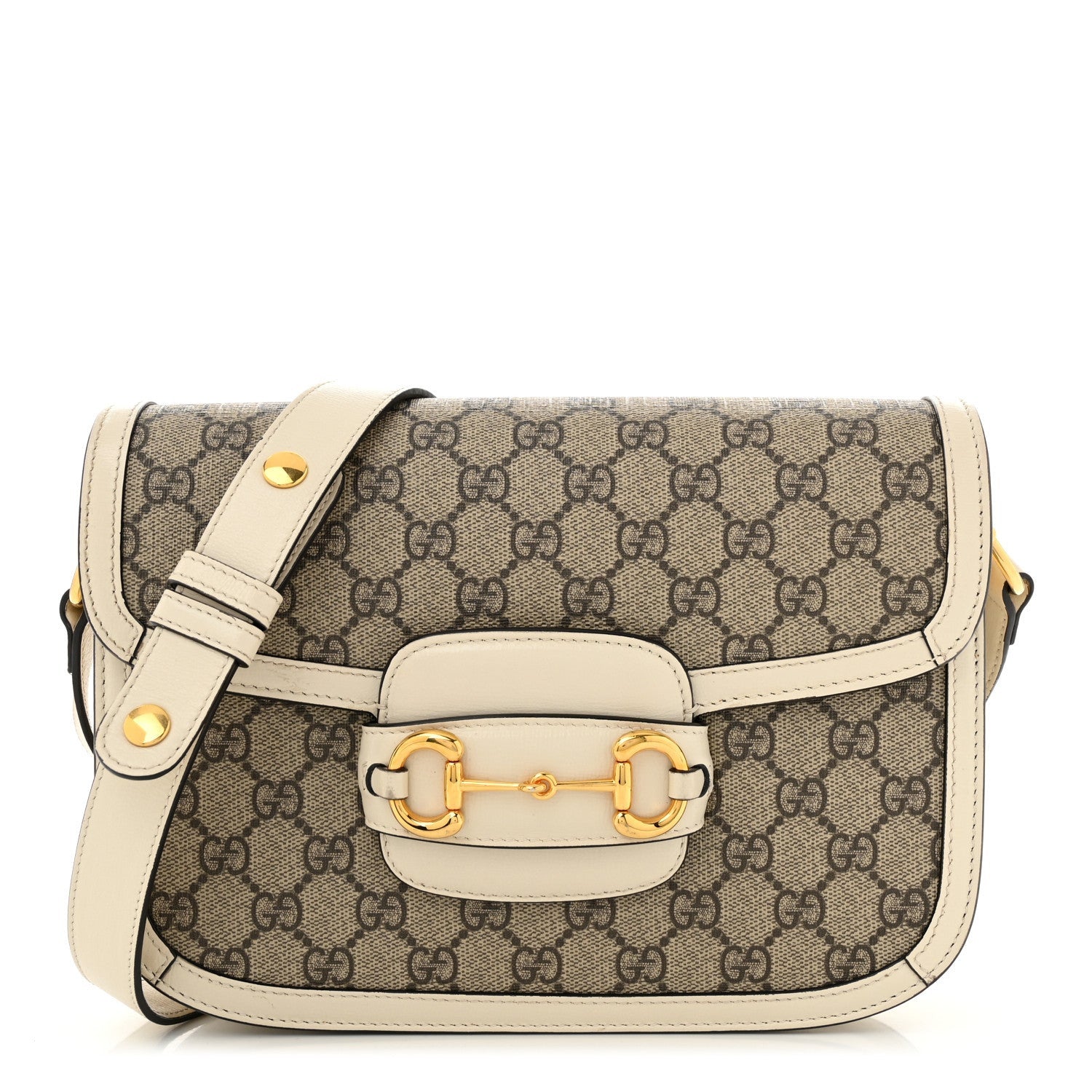 Gucci GG Supreme Monogram Horsebit 1955 Shoulder Bag Beige Mystic White 1 of 7