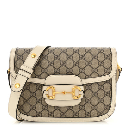 Gucci GG Supreme Monogram Horsebit 1955 Shoulder Bag Beige Mystic White 1 of 7