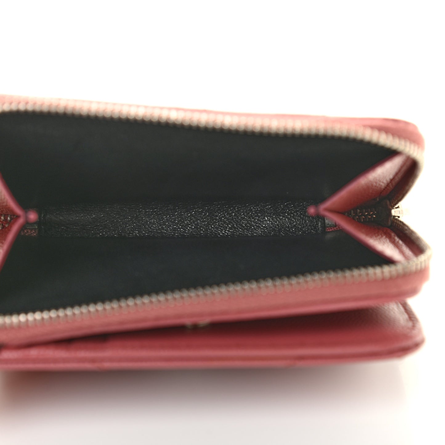 Grain De Poudre Matelasse Chevron Monogram Compact Zip Around Wallet Dark Rose