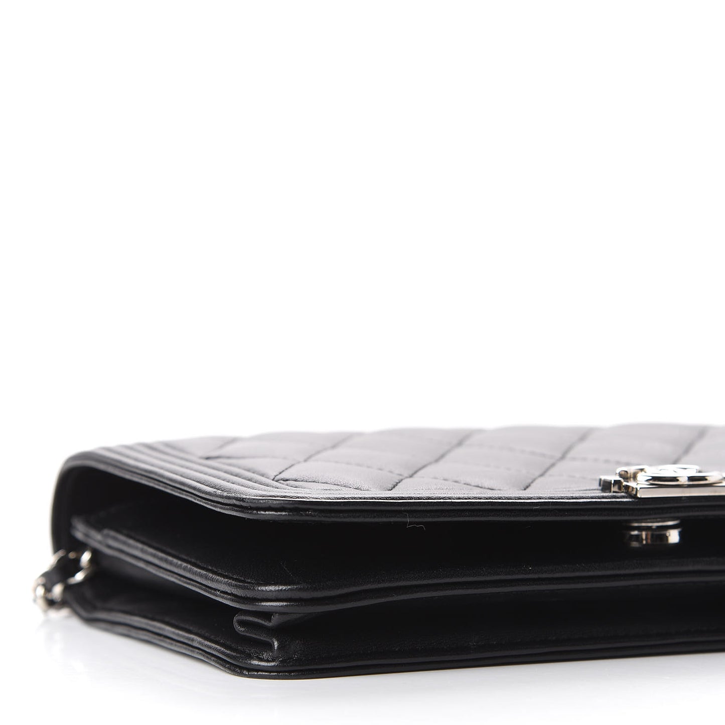 Lambskin Quilted Boy Wallet On Chain WOC Black