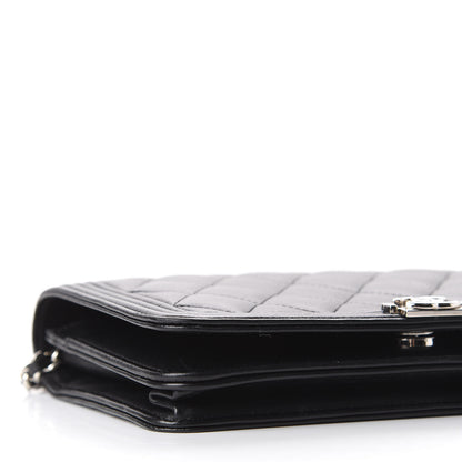 Chanel Lambskin Quilted Boy Wallet On Chain WOC Black 6 of 12