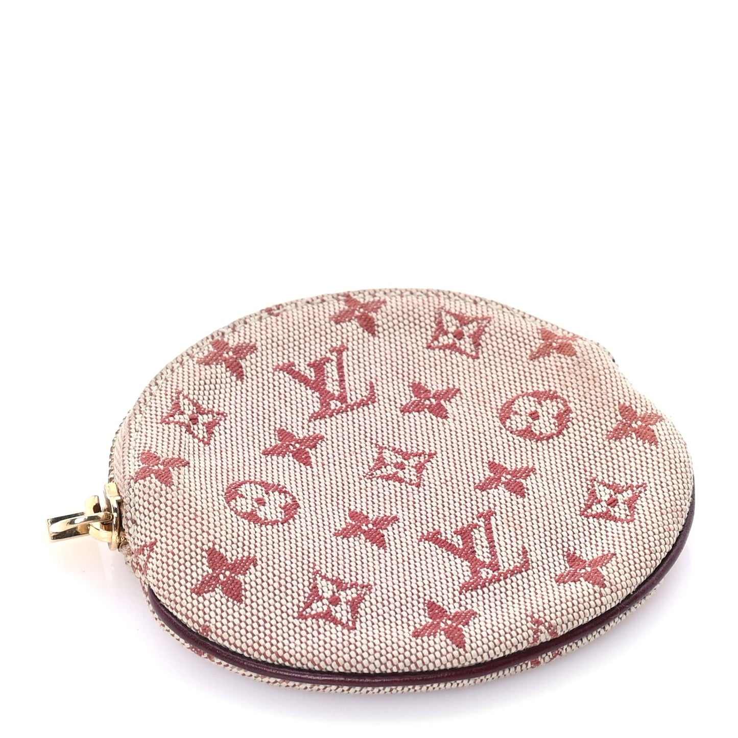 Mini Lin Croisette Round Coin Purse  Cherry