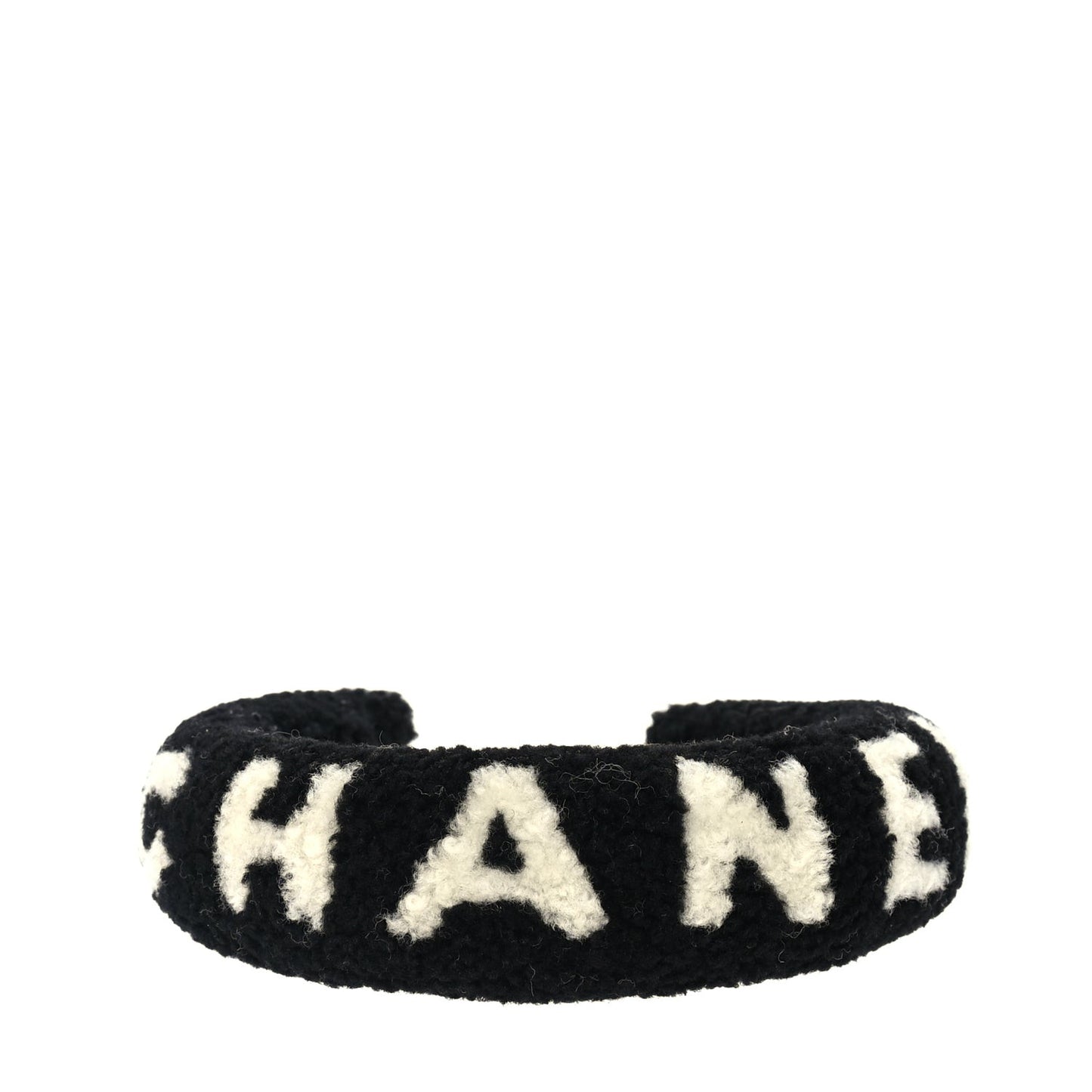 Shearling Logo Headband Black White