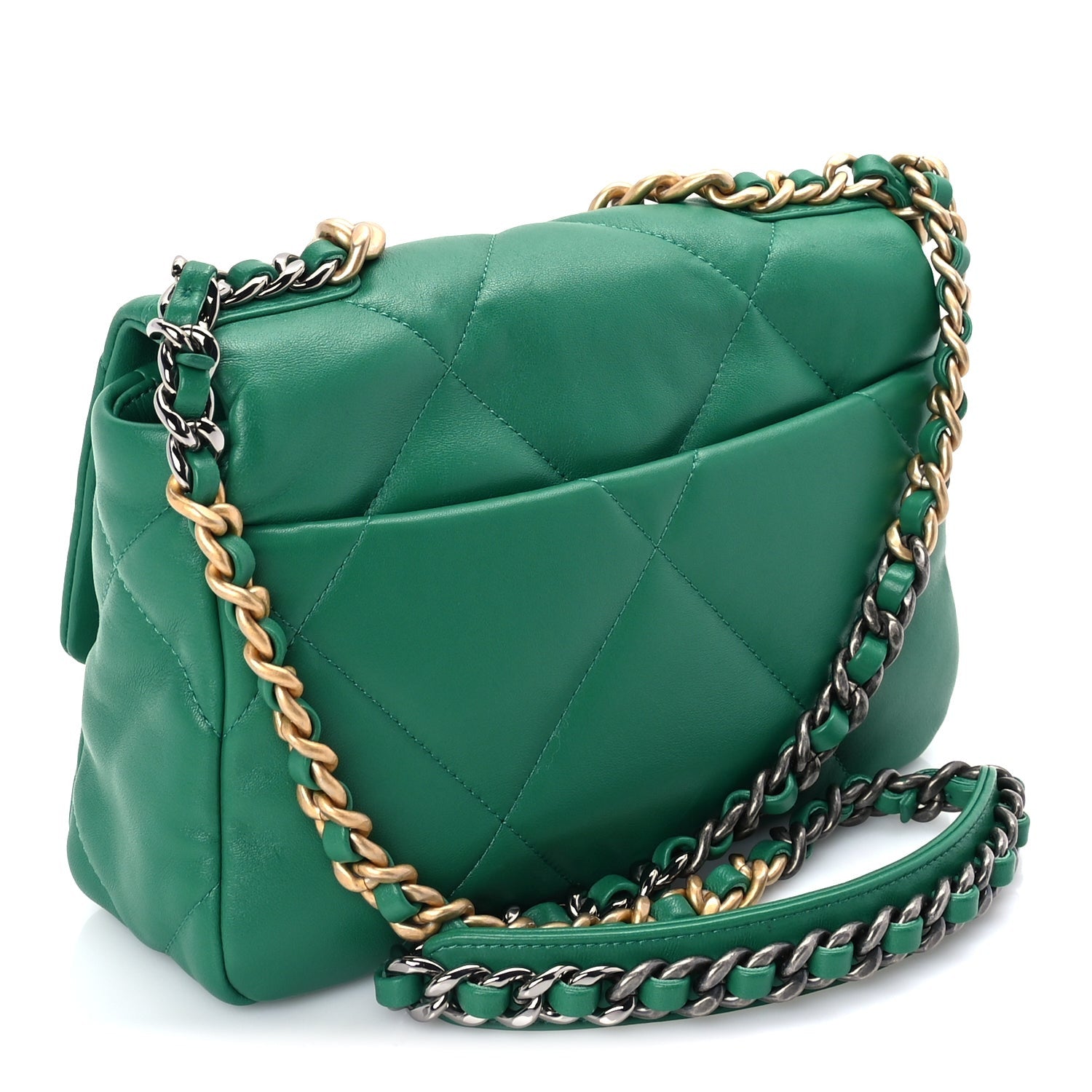 Chanel Lambskin Quilted Medium 19 Flap  Green 2 of 9