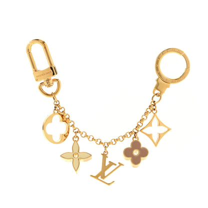 Louis Vuitton Brass Enamel Fleur De Monogram Bag Charm Chain Gold 1 of 4