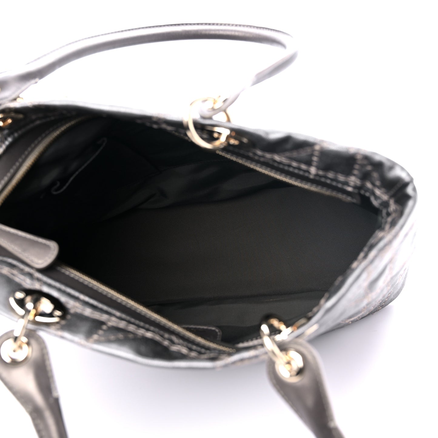 Coated Canvas Cannage Large Dior Soft Shopping Tote Grey