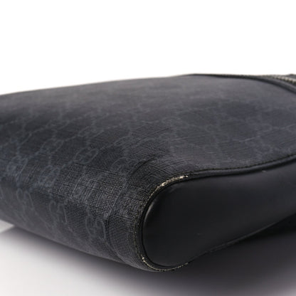 Gucci GG Supreme Monogram Appia Calfskin Web Flat Messenger Bag Black Grey 9 of 9