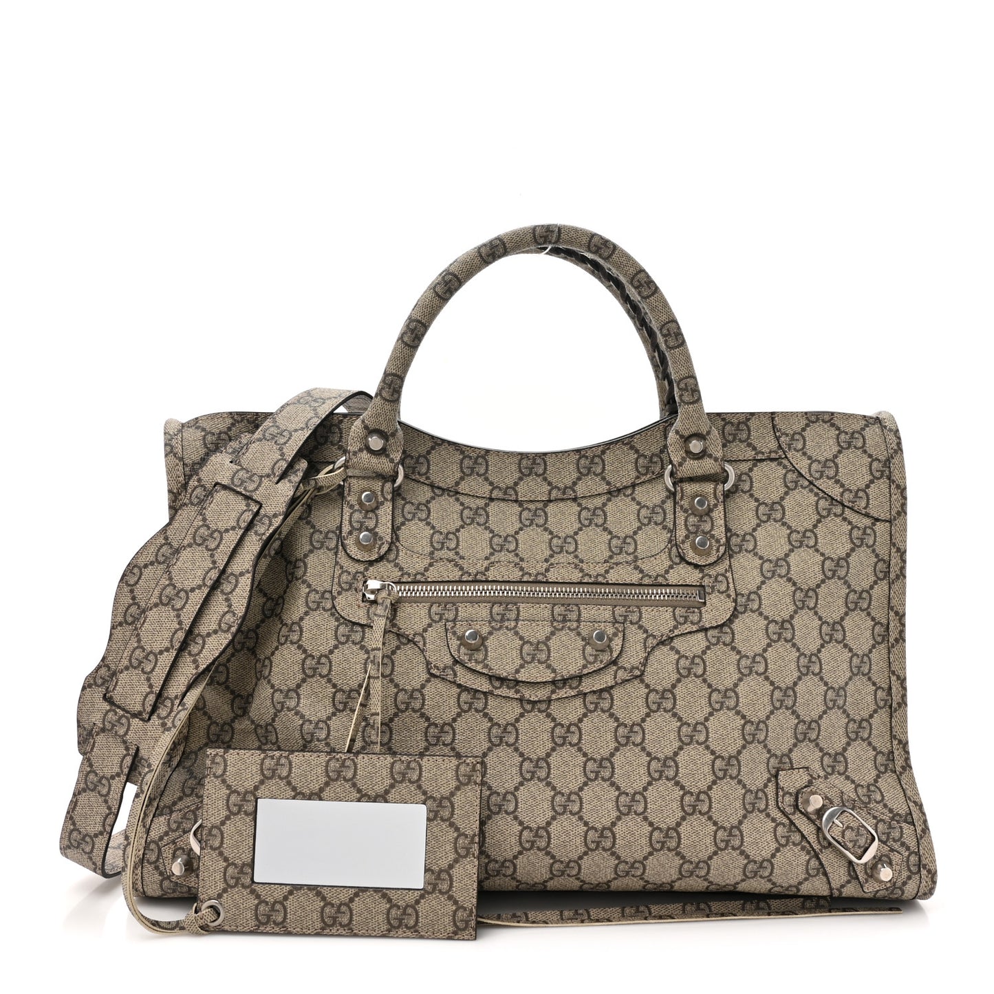 X GUCCI GG Supreme Monogram Neo Classic Silver Hardware City Beige Ebony