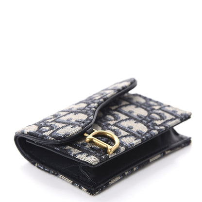Christian Dior Oblique Saddle Card Holder Blue 4 of 8
