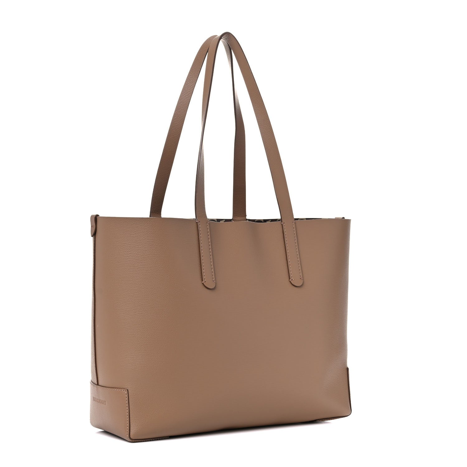 Burberry Calfskin TB Motif Embossed Medium Tote Camel 3 of 17