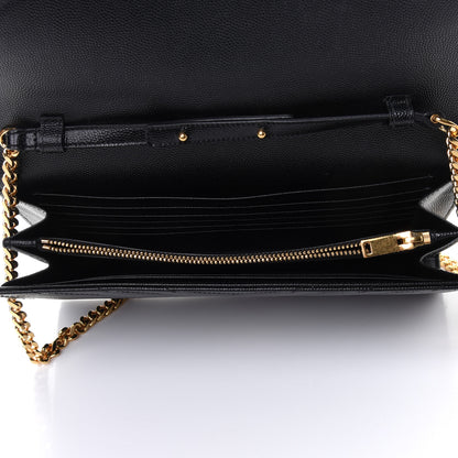 Saint Laurent Grain De Poudre Matelasse Chevron Monogram Chain Wallet Black 4 of 4