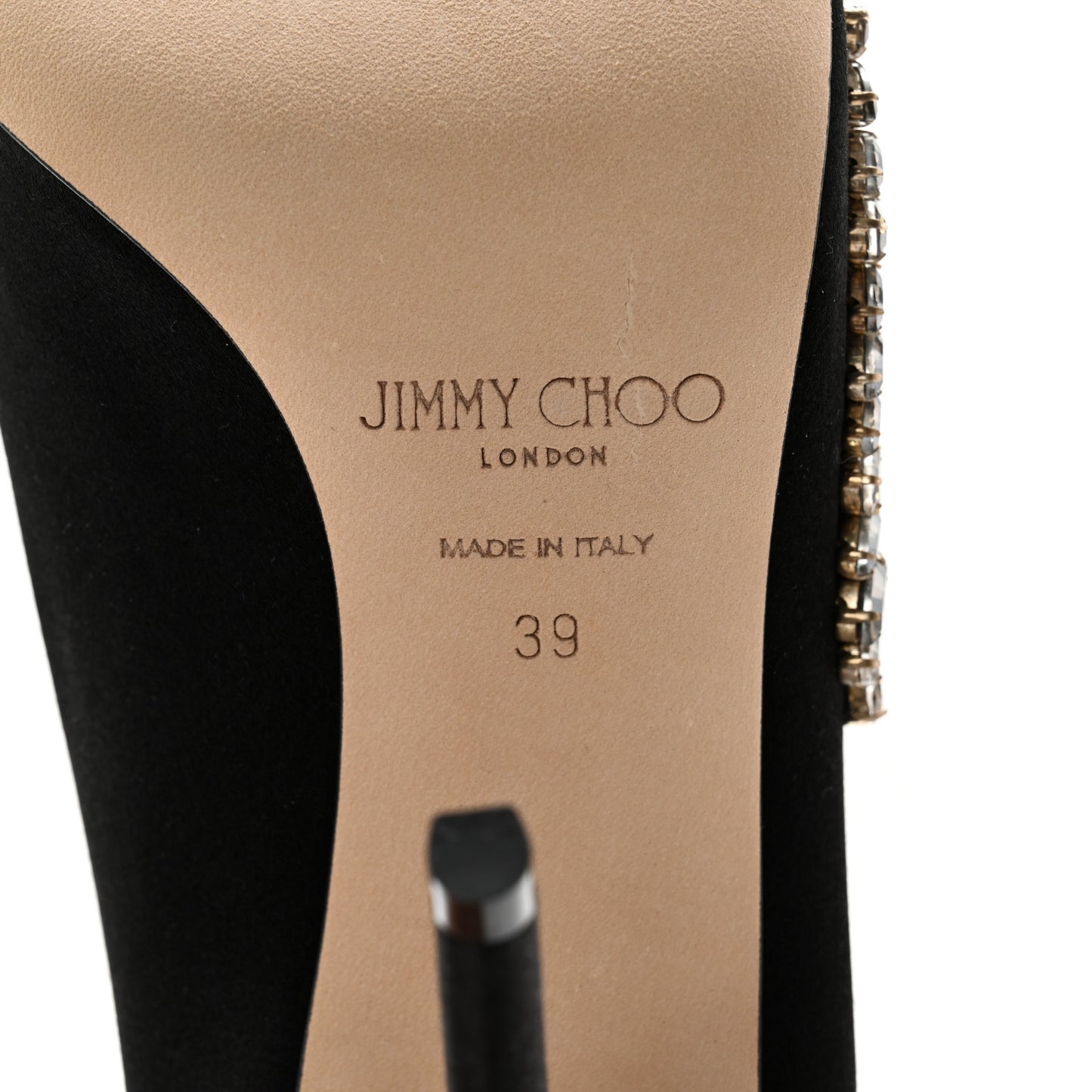 Satin Crystal Embellished Love 85mm Pumps 39 Black