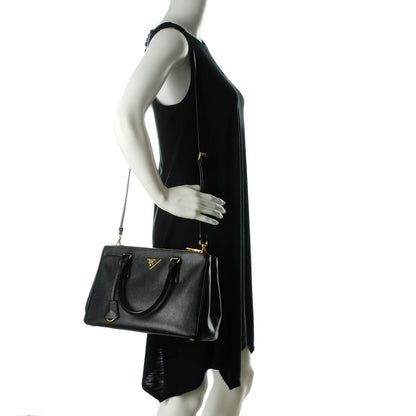 Prada Saffiano Small Galleria Double Zip Tote Black 2 of 7