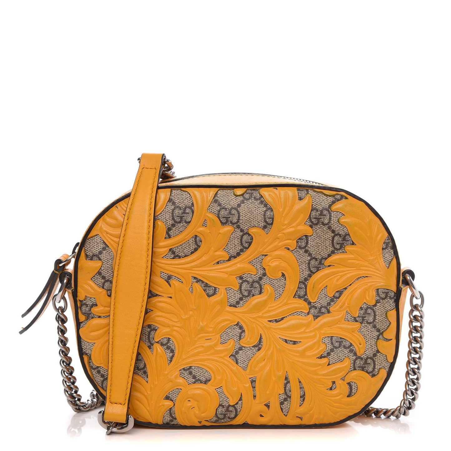GG Supreme Monogram Arabesque Mini Chain Shoulder Bag Beige Yellow
