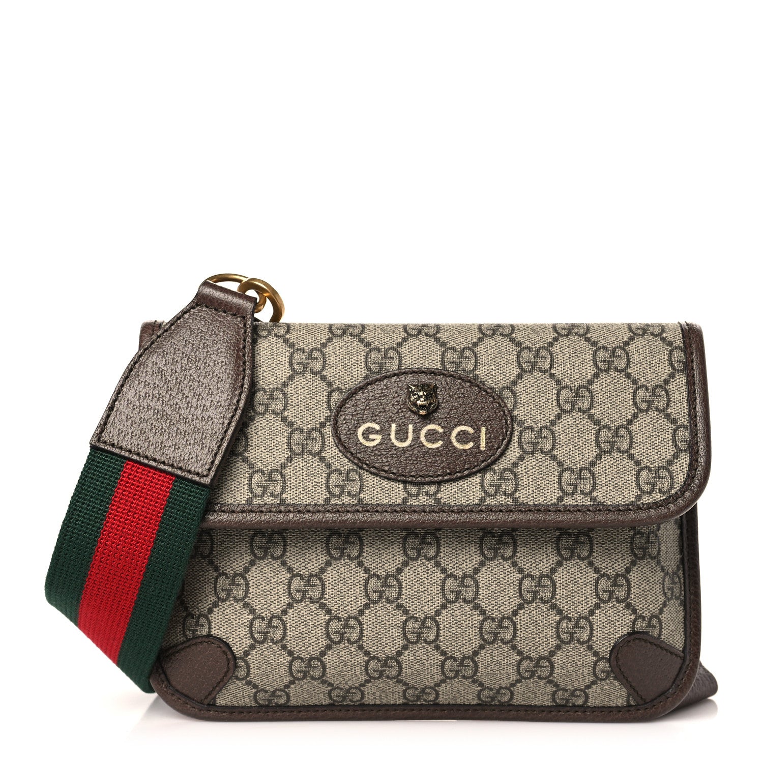 Gucci GG Supreme Web Totem Three Piece Monogram Shoulder Bag Dark Brown 1 of 9