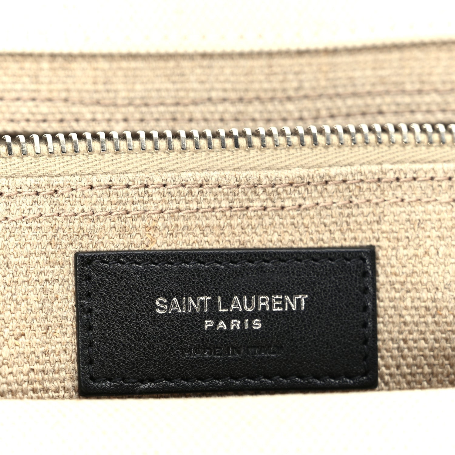 Saint Laurent Linen Calfskin Rive Gauche Tote Optic White 5 of 8