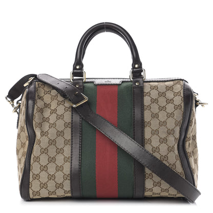 Gucci Monogram Vintage Web Medium Boston Dark Brown 1 of 19