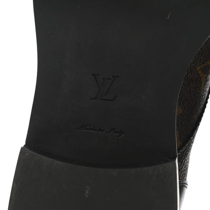 Louis Vuitton Calfskin Monogram Wonderland Flat Ranger Boots 37 Black 6 of 9