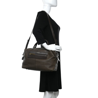 Lanvin Lambskin Stitched Padam Bowling Satchel Brown 2 of 14