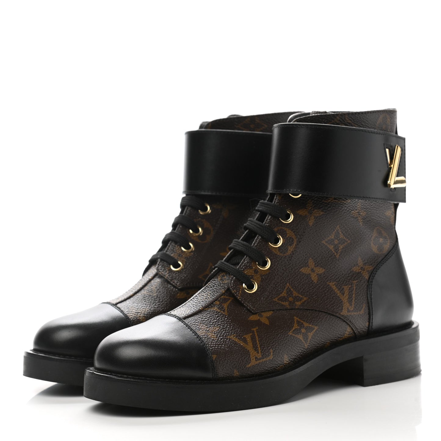 Calfskin Monogram Wonderland Flat Ranger Boots 37 Black