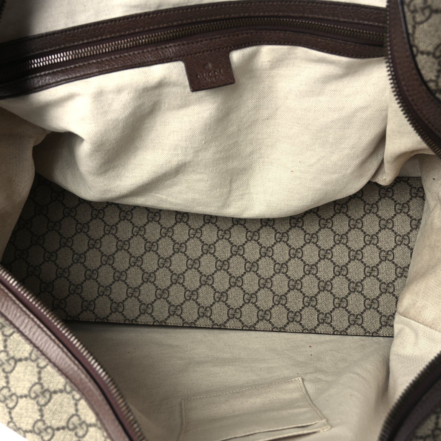Gucci GG Supreme Monogram Textured Dollar Calfskin Web Medium Ophidia Carry-On Duffle Bag Beige Ebony New Acero 4 of 9
