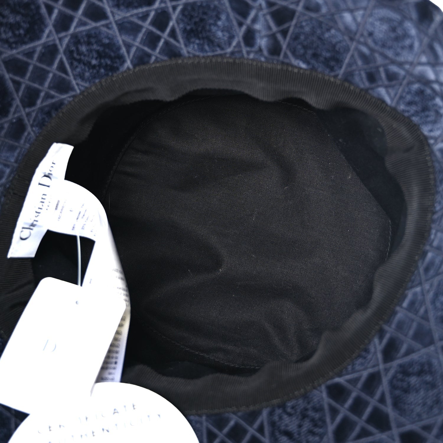 Christian Dior Velvet Cannage Bob Bucket Hat 57 Blue 7 of 8