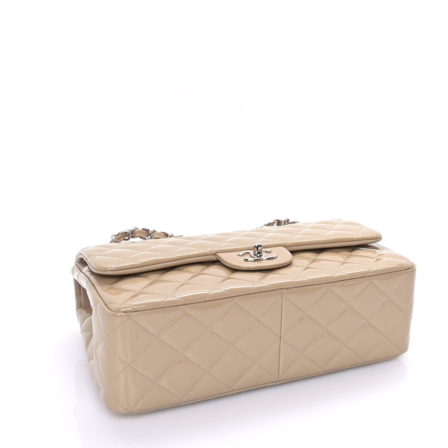 Chanel Patent Quilted Jumbo Double Flap  Beige 3 of 7