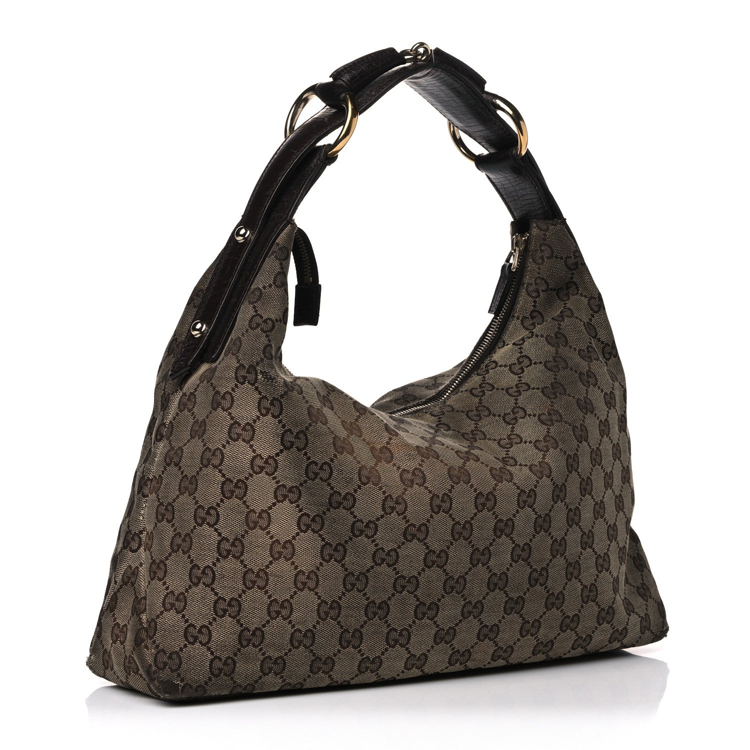 Gucci Monogram Medium Horsebit Chain Hobo Dark Brown 2 of 26