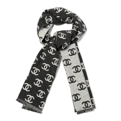 Chanel Wool Cashmere CC Scarf Grey 1 of 3