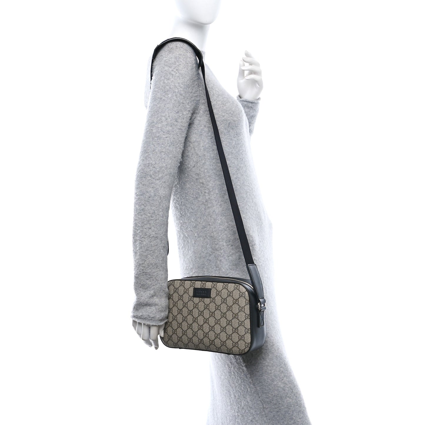 GG Supreme Monogram Camera Bag Beige Black