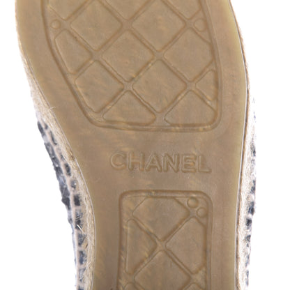 Chanel Metallic Tweed Lambskin CC Espadrilles 36 Black Silver 9 of 11