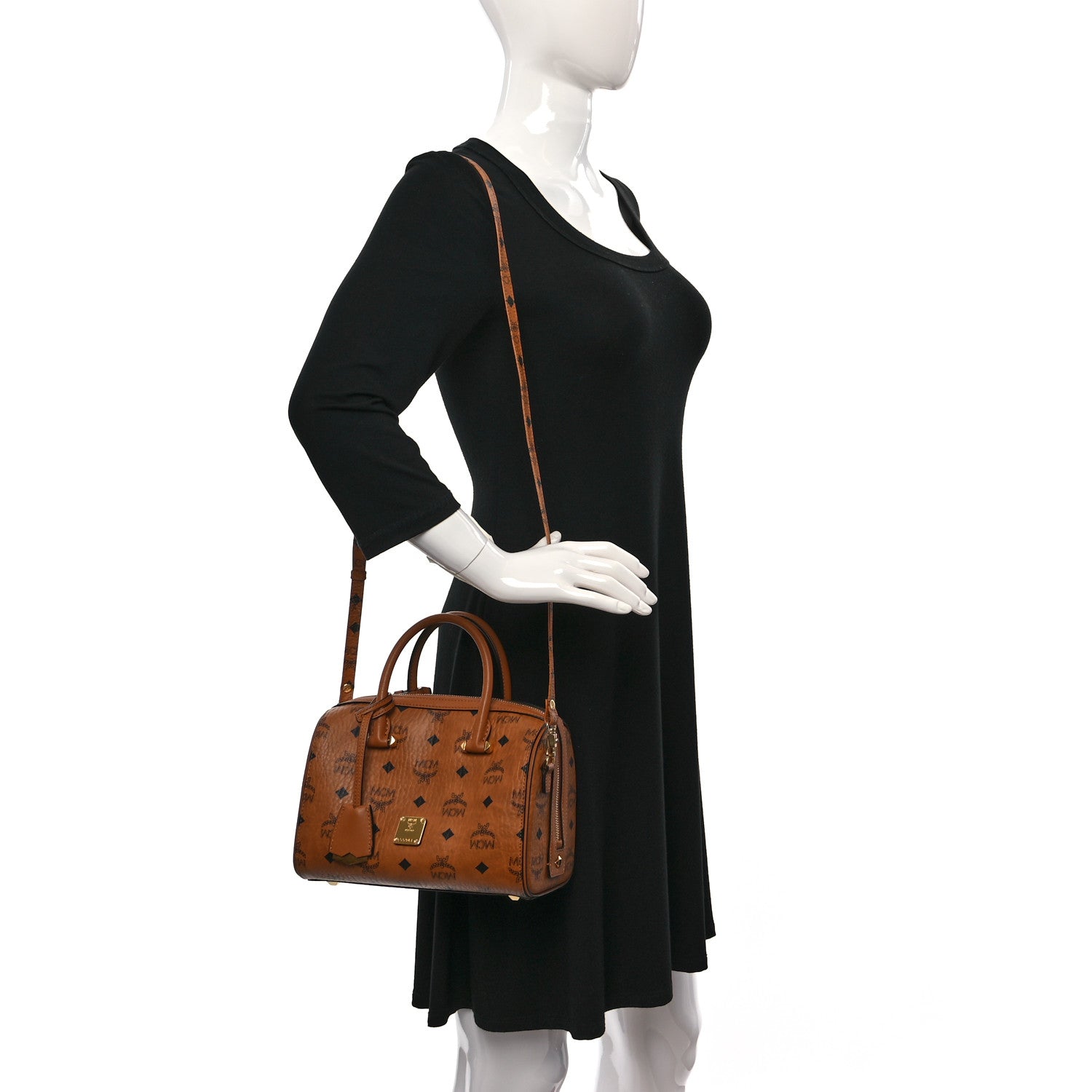 MCM Visetos Small Essential Boston Bag Cognac 2 of 11