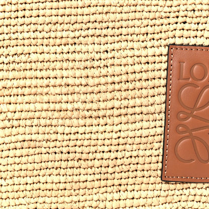 Loewe Calfskin Raffia Slit Pochette Bag Natural Tan 6 of 8
