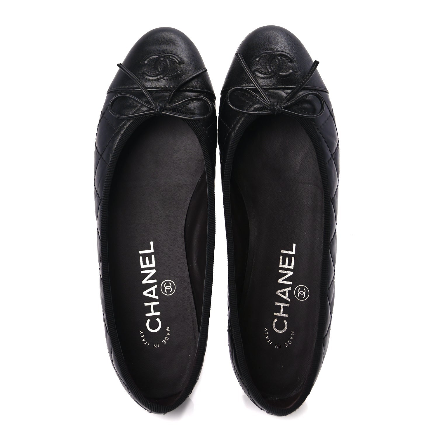 Chanel Aged Calfskin Quilted CC Cap Toe Ballerina Flats 36 Black 5 of 9