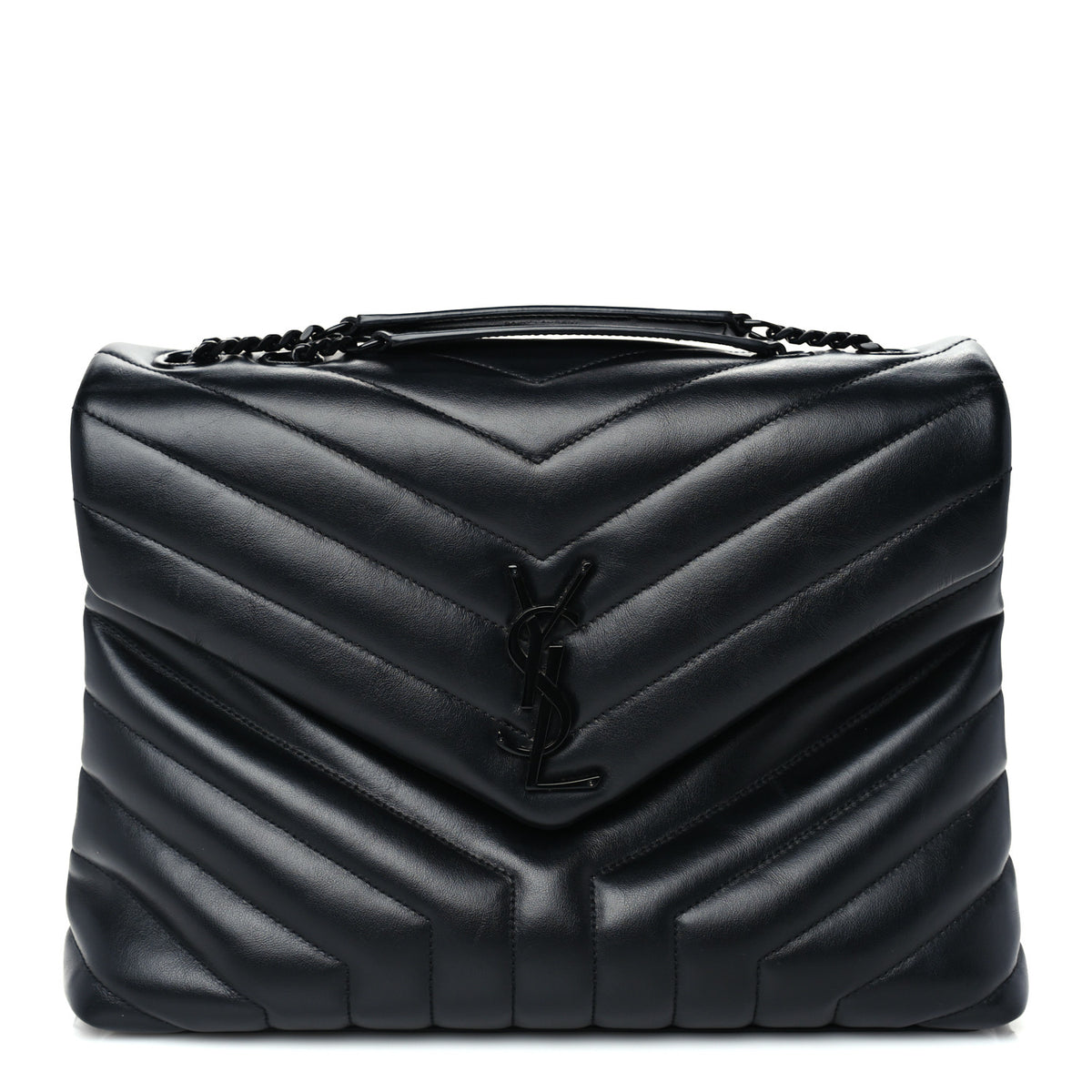 Saint Laurent Calfskin Y Quilted Monogram Monochrome Medium Loulou Chain Satchel Black 1 of 8