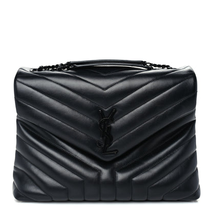 Saint Laurent Calfskin Y Quilted Monogram Monochrome Medium Loulou Chain Satchel Black 1 of 8