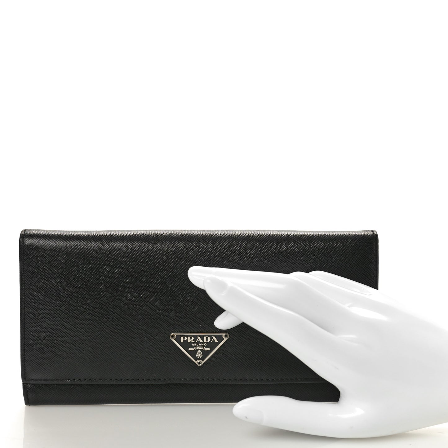 Saffiano Triangle Continental Flap Wallet Black