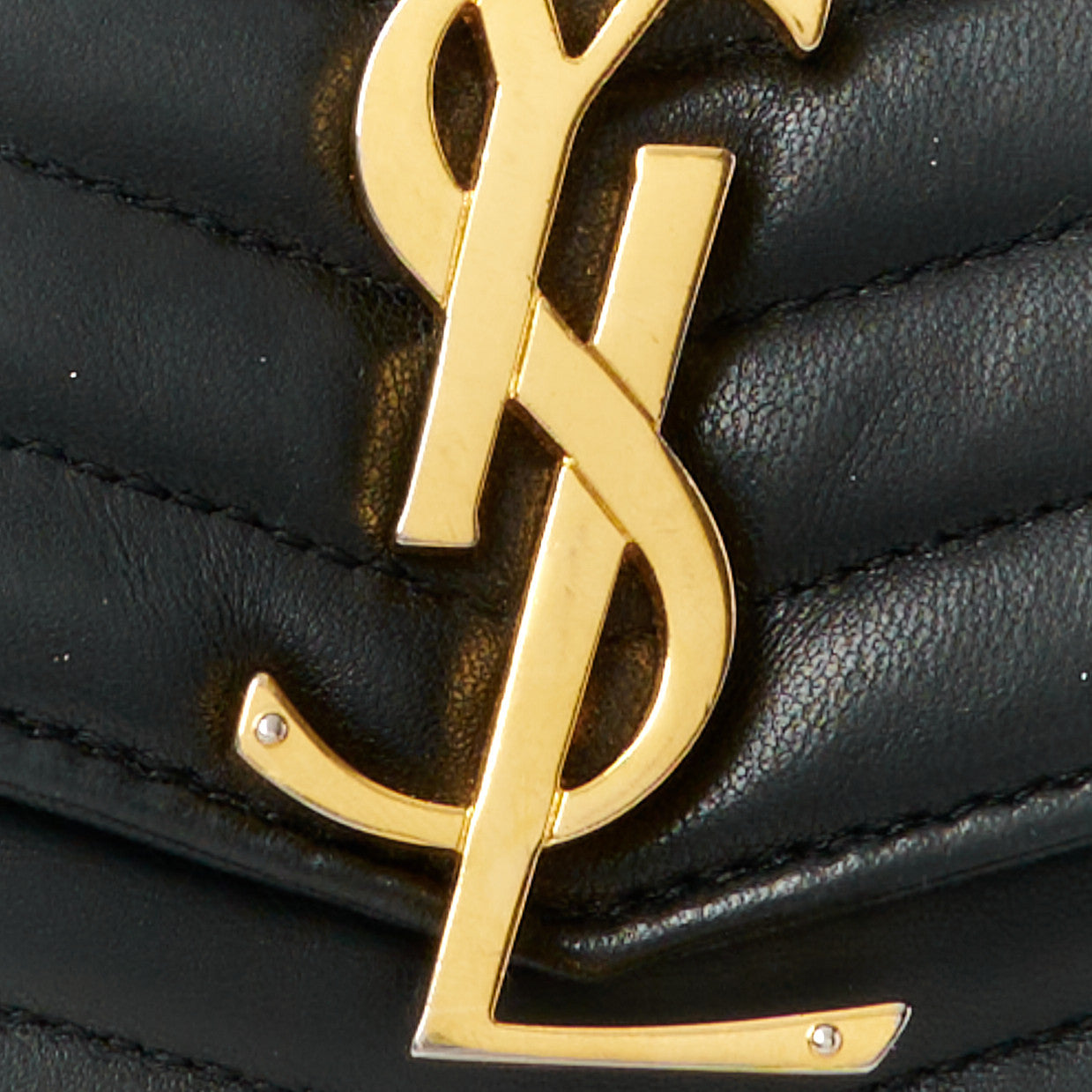 Lambskin Matelasse Chevron Monogram Sulpice Chain Wallet Black