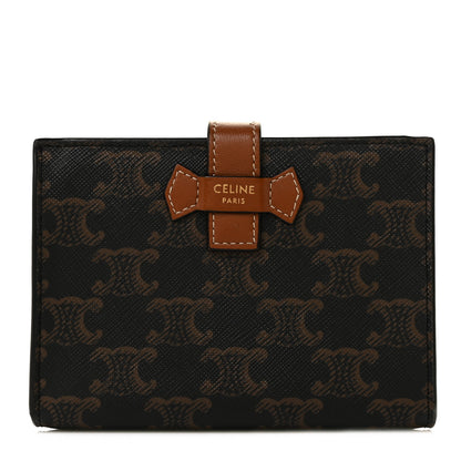 Celine Canvas Triomphe Medium Strap Wallet Tan 1 of 9